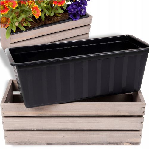  Eco Deco saksija 40 cm x 14 x 15 cm, drvo, nijanse smeđe i bež