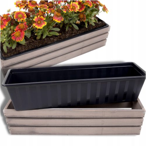  Eco Deco saksija 60 cm x 14 x 15 cm bijelo drvo
