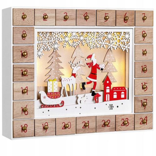  DRVENI ADVENTSKI KALENDAR DJED MRAZA LED