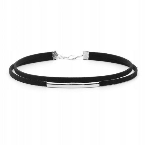 Narukvica Choker od srebrne crne antilop kože