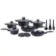 Zilner BLACK MARBLE aluminijski set posuda, 15 kom.