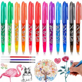 Brisive Gel Pen Set, 12 colorful erasable pens