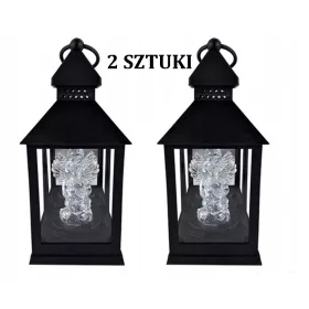   Set od 2 Crne LED Svjetiljke s Anđelom - Idealno za Ukras ili Groblje