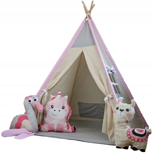 TIPI LAMA & CO. ŠATOR TEEPEE ZA DJECU + 3 PLIŠANE ŽIVOTINJE + STABILIZATOR ZA SIGURNOST DJECE