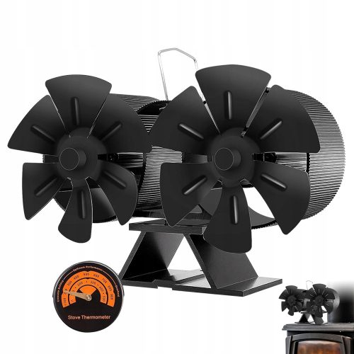 Kamin ventilator s dvostrukom glavom sa 12 lopatica i premijernim termometrom