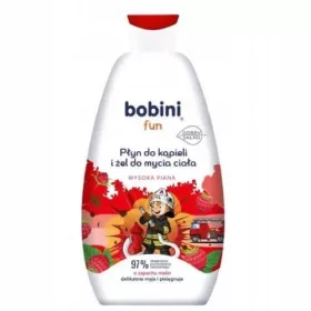    BOBINI Fun Bath tekućina i gel za pranje Visoka pjena s mirisom maline 500 ml