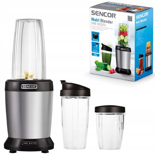 Nutri Blender Tritan Sencor SNB4302SS 1000W 2 Boce 800ml/1L Srebrni