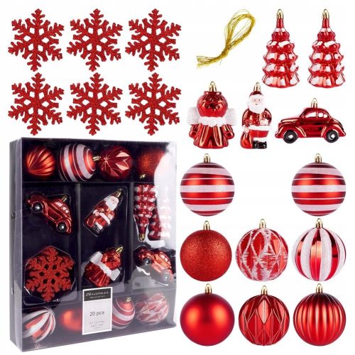  Set kuglica - kuglice za jelku, nesalomljive, 20 kom.
