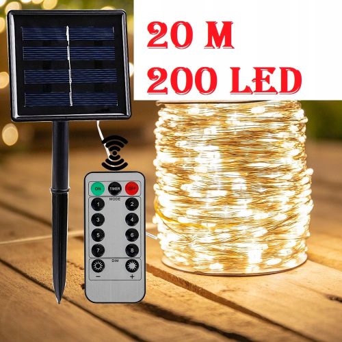  SOLARNE jelke, vrtne, 200 led dioda, 20 m, DALJINSKI, suton.