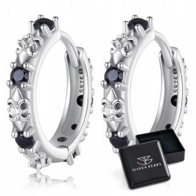   Elegantne srebrne naušnice s crno-bijelim kolačićima i kopčom