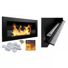   Biokamin za zid Archikart Slim 90x40 cm crni mat s nagibnim staklom i palnikom