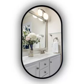  LED SVJETLJENO OGLEDALO U OVALNOM CRNOM OKVIRU 50X85 CM