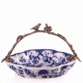 Craquele porculanska zdjela s brončanom ručkom