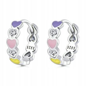 Fraise Srebrne Naušnice sa Šarenim Srcima i Cirkonima