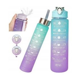   ZESTAW 2 BUTELJA ZA VODU ZA TERETANU I ŠKOLU S MOTIVACIJSKOM MJERILOM 2kom 600+300ML