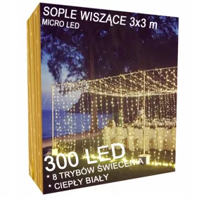   LED ZAVJESNA SVJETILJKA ICILS SA 8 NAČINA UZORAKA TOPLO BIJELOG SVJETLA 3x3m