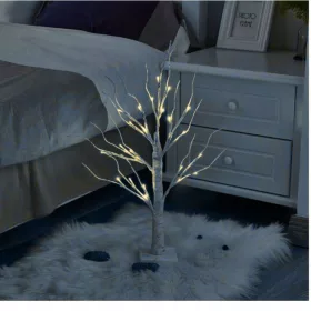    UKRASNO BOŽIĆNO JELCE, SVJETLEĆA LED BREZA, 60 cm, HLADNO BIJELE LAMPICE