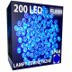 LAMPICE ZA BOŽIĆNO DRVCE 200 LED VANJSKA SVJETLA TRAJNA+FLASH HLADNO PLAVA