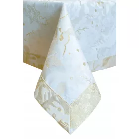   Elegantni zlatni božićni stolnjak otporan na mrlje, šivan s manšetom, 150x270 cm