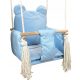 Baby Blue Velvet Children's Swing with Safety Belts for Home and Garden