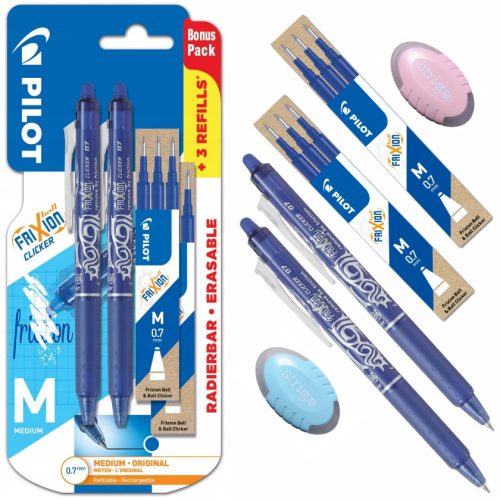 Pilot Frixion Clicker olovka za brisanje + 6 punjenja + gumica