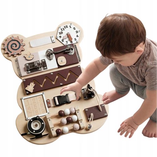 TABLICA MANIPULACIJE SENZORIČNA MONTESSORI MEDO 14u1