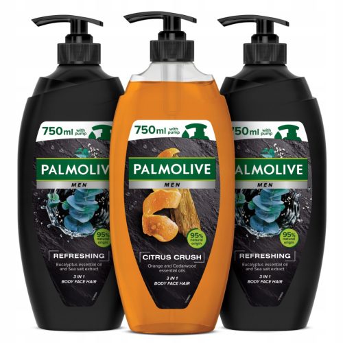 PALMOLIVE MEN muški gel za tuširanje paket 3x750 ml