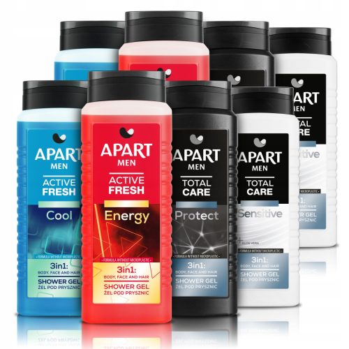 Muški gel za tuširanje Apart Men 3u1 Cool, Energy, Protect, Sensitive 8x500 ml