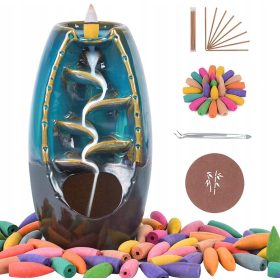   Mirisan keramički komplet za aromaterapiju "Vodopad" s 120 koničnih mirisnih štapića