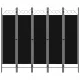 Paravan s 5 panela, crni, 200 x 180 cm