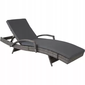 TecTake 403147 ležaljka od ratana, sivi metal