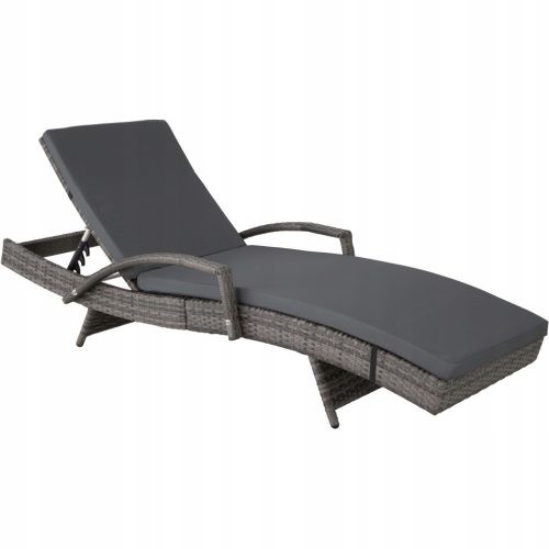 TecTake 403147 ležaljka od ratana, sivi metal