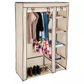 Tekstilni ormar s 6 polica i vješalicom 107x175x45cm bež