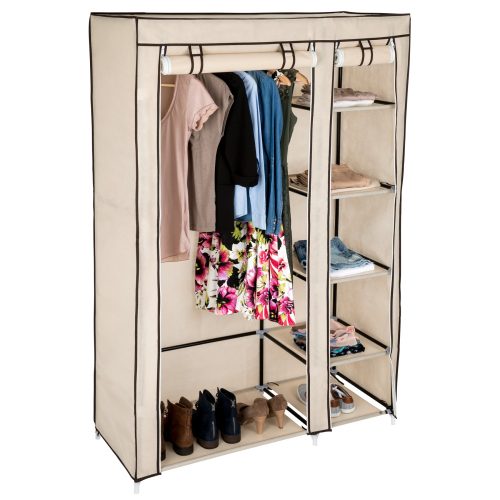 Tekstilni ormar s 6 polica i vješalicom 107x175x45cm bež