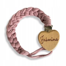 E-Baby pamučna privjesak za dudu s imenom, pleteno srce