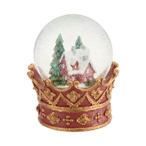  Božićna staklena kugla s glazbenom kutijom, visina 14 cm, HOLY TIME VILLA ITALIA