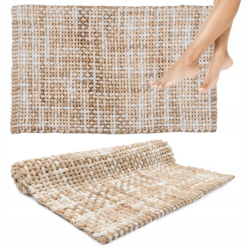 Dekorativni tepih za kupaonicu, mekan, periv, boho stil, pleten, upijajući, dimenzija 50x80 cm