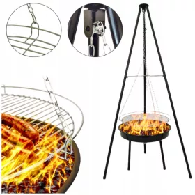  VRTNI GRIL TRIPOD KOVANA REŠETKA INOX