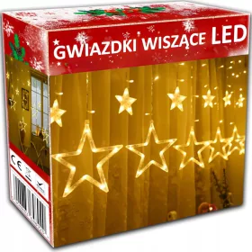   LED BOŽIĆNE ZVIJEZDE VISEĆI GARLAND BOŽIĆNA SVJETLA ZLATNA LED ZAVJESA