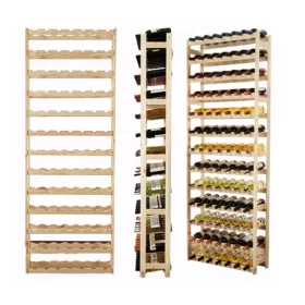   Stalak za vino, polica od borovog drva, polica za boce, 91 boca, 198x72x25cm