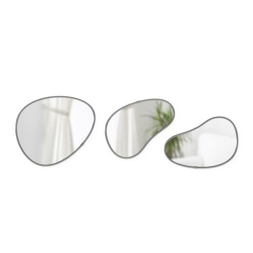Hubba Pebble Trostruko Ogledalo, Metalni, Asimetrični Oblik, Set od 3
