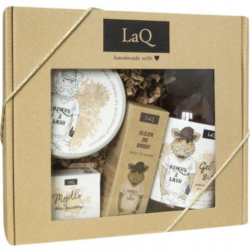 LaQ Set za njegu tijela "Divlji muški set": gel za tuširanje + piling + sapun + ulje