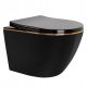 Rea Carlo Flat Black Gold Edge zidna WC školjka