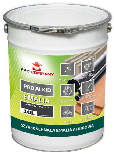 PRO ALKID Brzosušeći alkidni emajl 10l antracit RAL 7016