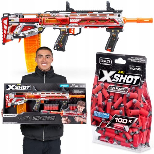 X-SHOT PROFI DUGI PIŠTOLJ SA SKINOVIMA 36600 + X-SHOT KRATKA STRELICA STRELICA 100 KOM. 36601