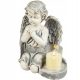 VELIKA SIVA SVIJEĆA + SVIJEĆA, GISPANA NAGROBNA FIGURICA, LED LAMPA 3XAAA
