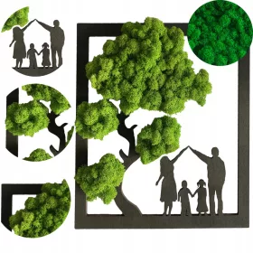   SLIKA OBITELJ MAHOVINA KOCKA BONSAI STABLO DRVO ŽIVOTA SREĆA POKLON
