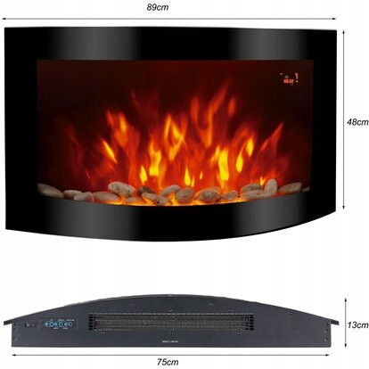 Električni zidni kamin El Fuego Davos 2000W LED s funkcijom grijanja