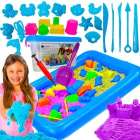   Set za igru s kinetičkim pijeskom 5kg + kalupi + dlijeta + bazen