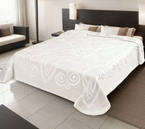 Topla prekrivačica od poliestera 160 cm x 220 cm bijela, krem